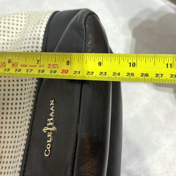 Cole Haan White Black Leather Perforated Bucket Bag - Picture 14 of 14